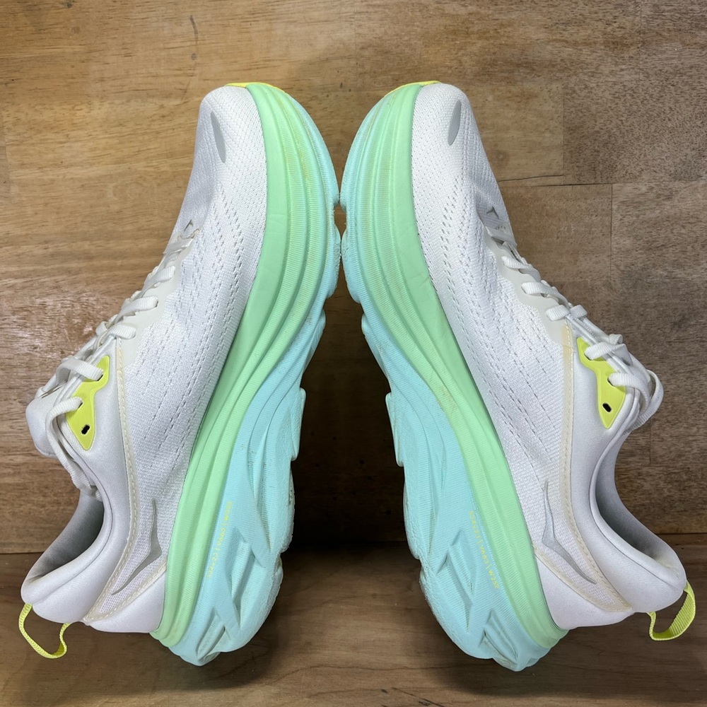 Hoka One One Bondi 8 REFLECTIVE Womens Sz 10.5 Running Shoes Sneakers White Blue - Picture 6 of 12